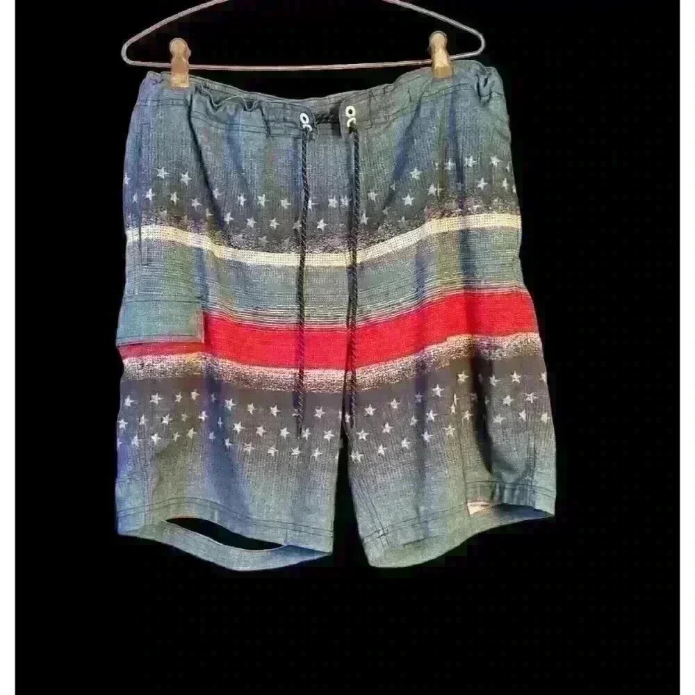 GEORGE Men's CARGO Boardshort BLUE Bathing Swimsuit Shorts Pants Bottoms size Lg